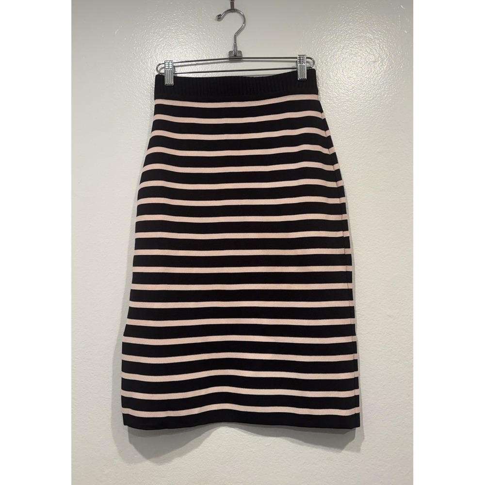 GORMAN Knit Navy Blue Peach Pink Pencil‎ Skirt Womens Size 8 Preppy Work Career